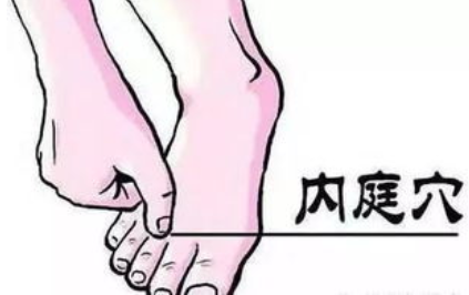 按摩内庭穴